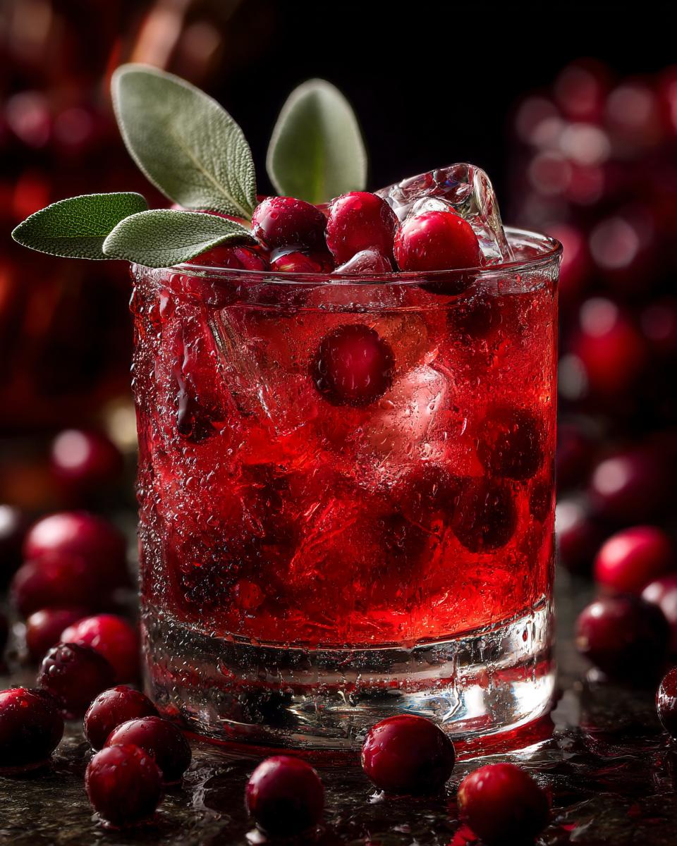 Cranberry Sage Bourbon Smash Cocktail - detail 1