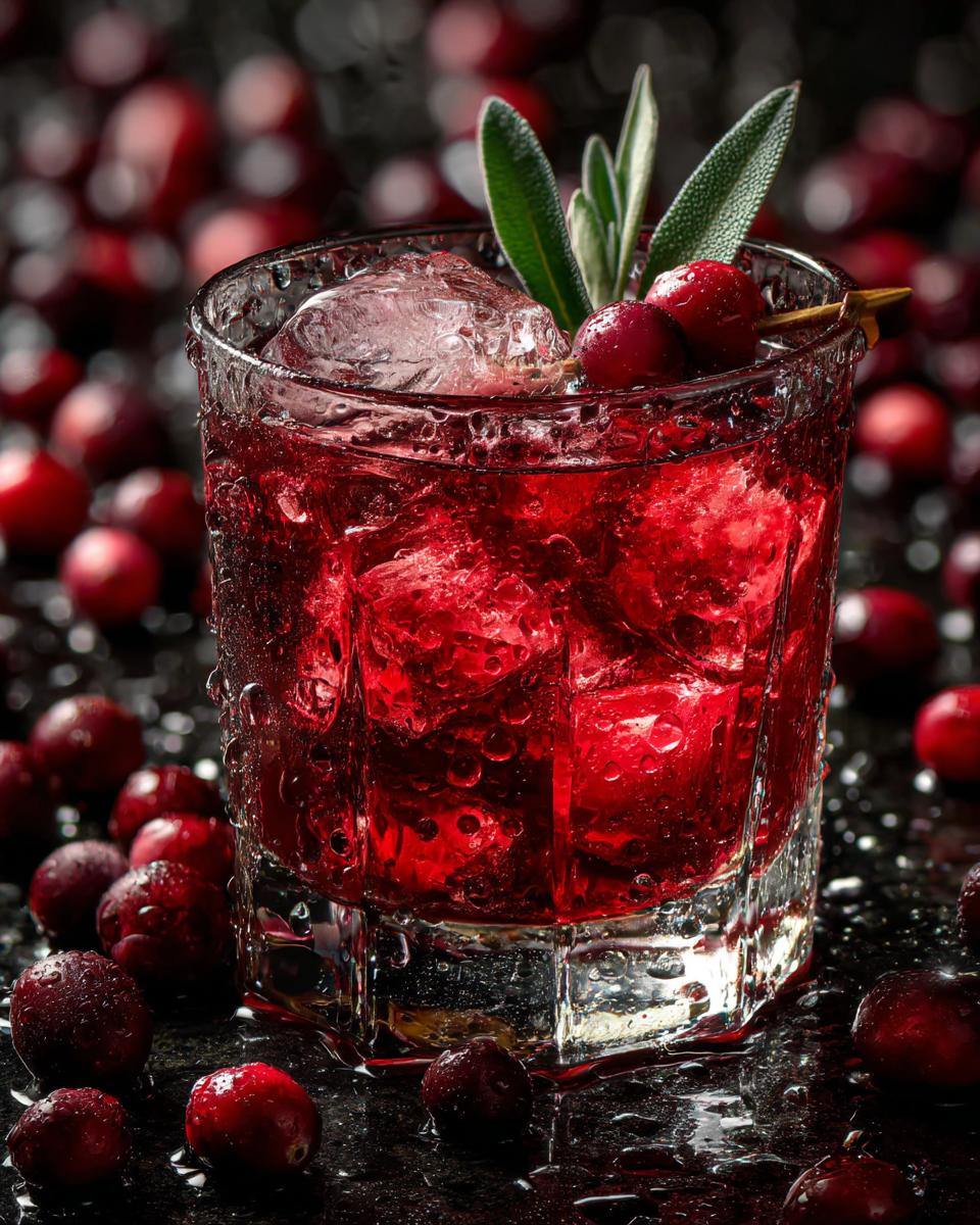 Cranberry Sage Bourbon Smash Cocktail - detail 2