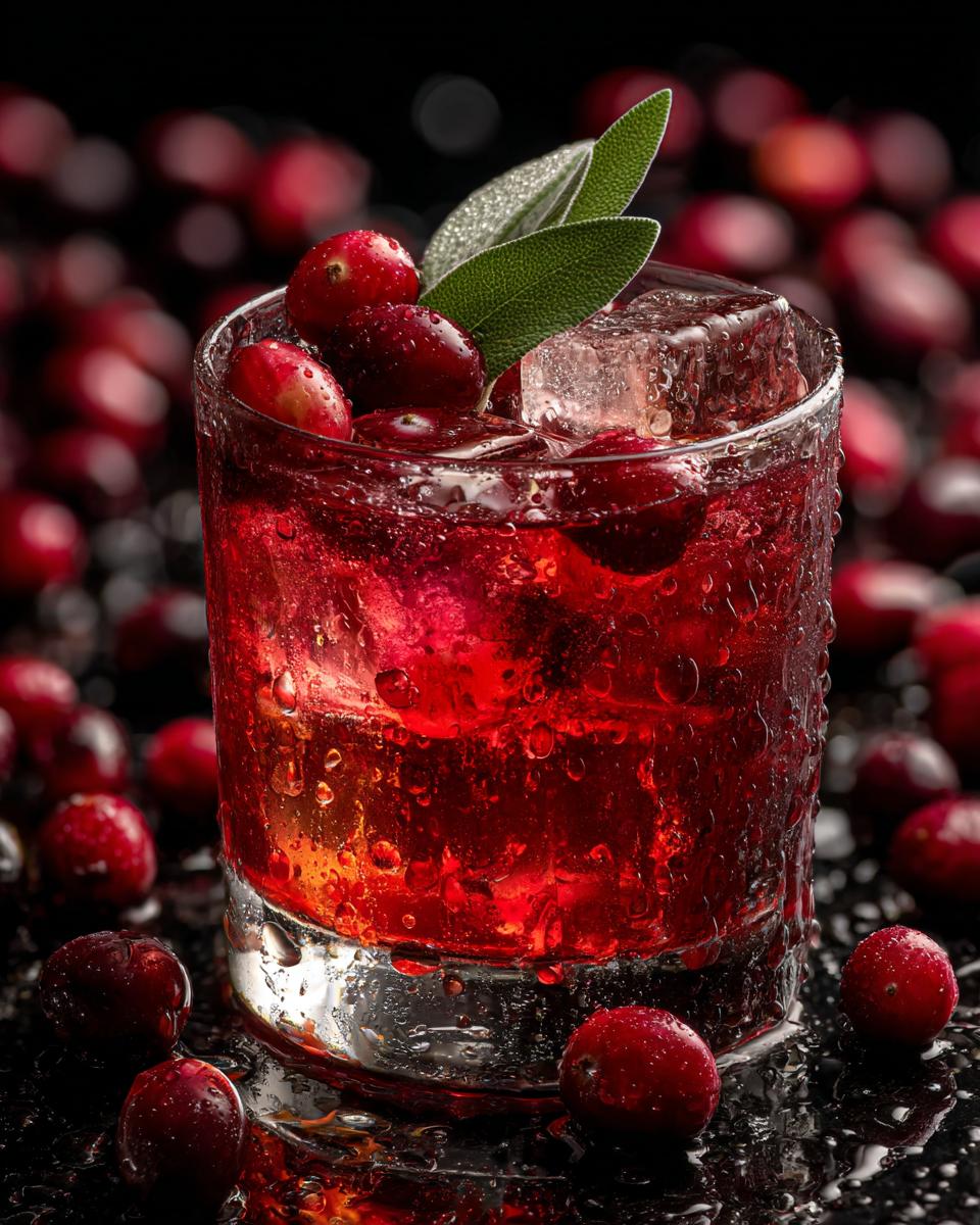 Cranberry Sage Bourbon Smash Cocktail - detail 3