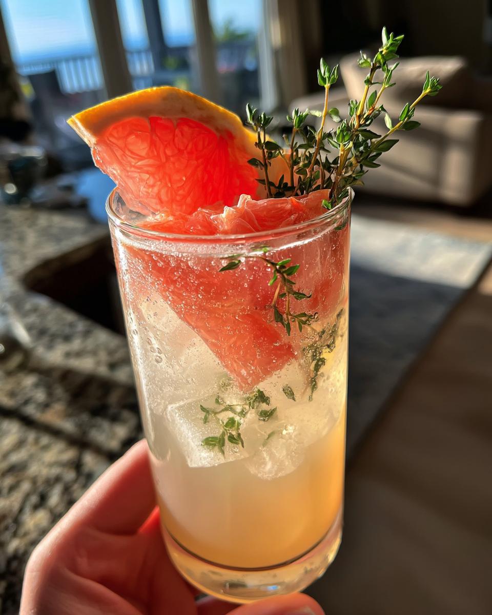 Grapefruit Thyme Fizz with Gin & Herbal Syrup - detail 1