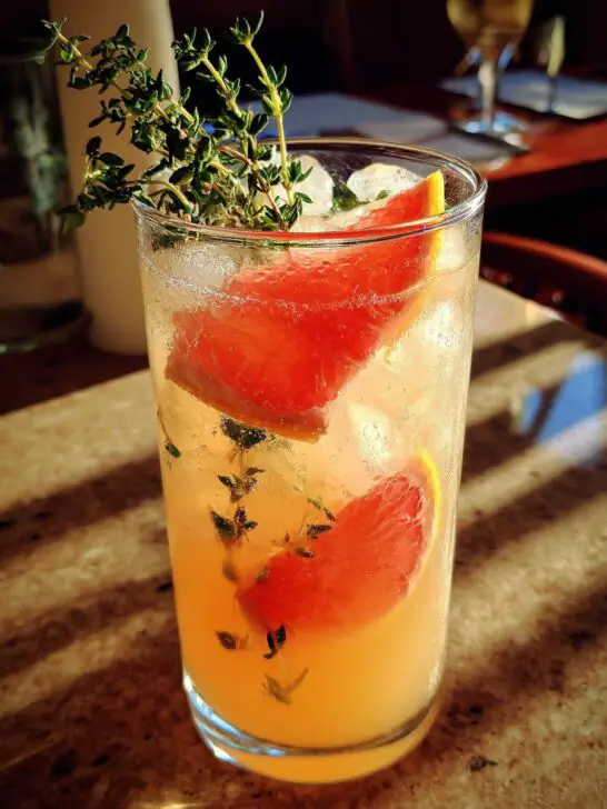 Grapefruit Thyme Fizz with Gin & Herbal Syrup