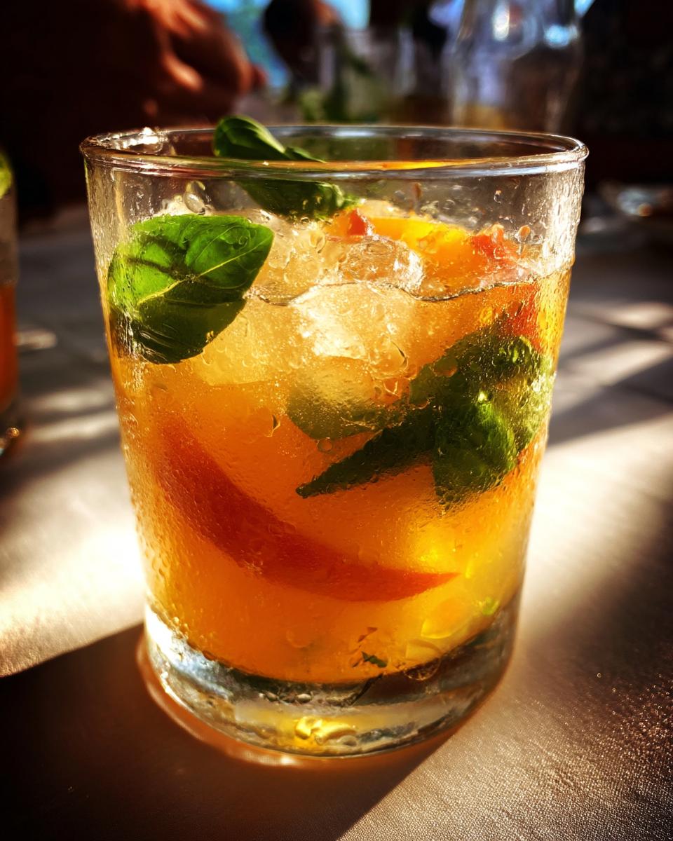 Peach Basil Smash with Bourbon & Fresh Citrus - detail 1