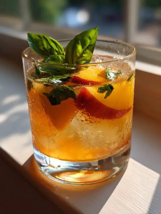Peach Basil Smash with Bourbon & Fresh Citrus