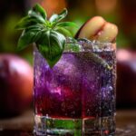 Plum Basil Bourbon Sour Cocktail