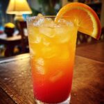 Rum Sunset Cooler with Orange Juice and Grenadine