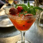 Savory Meatball Martini Shot with Tomato-Infused Vodka