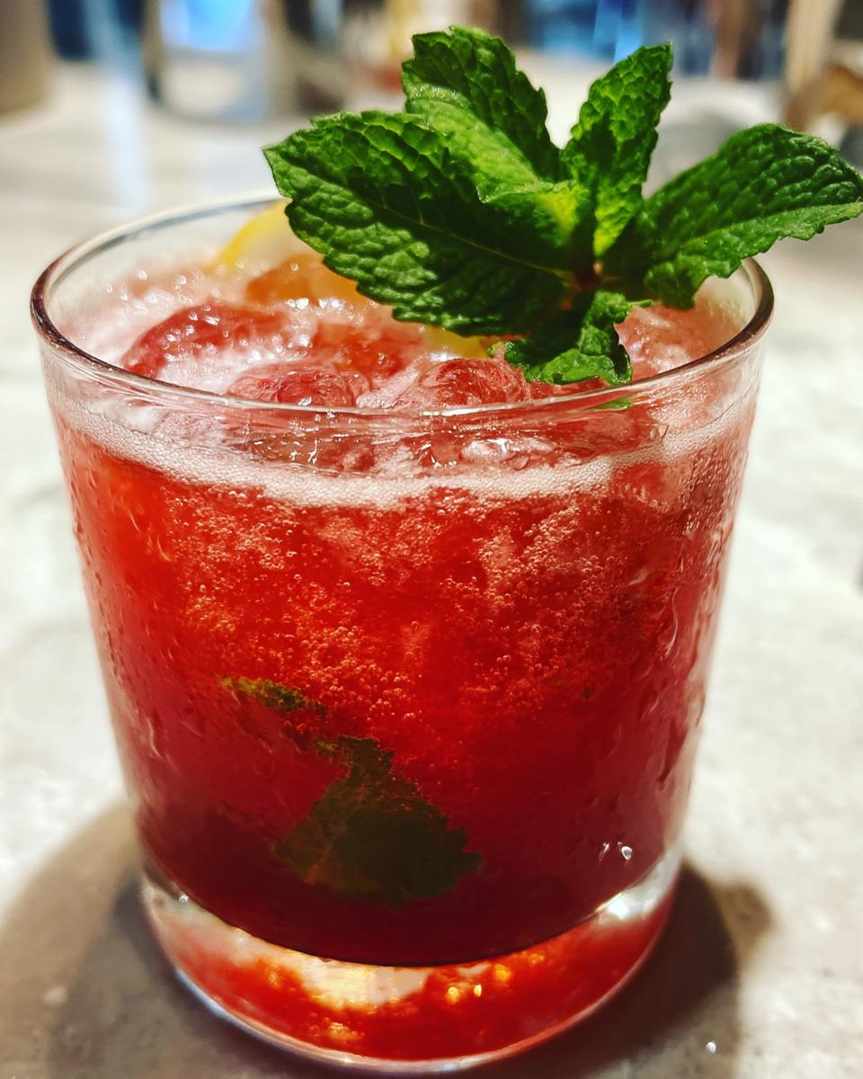 Strawberry Bourbon Smash with Lemon and Mint - detail 1