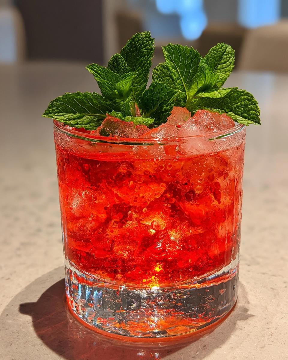 Strawberry Bourbon Smash with Lemon and Mint - detail 2