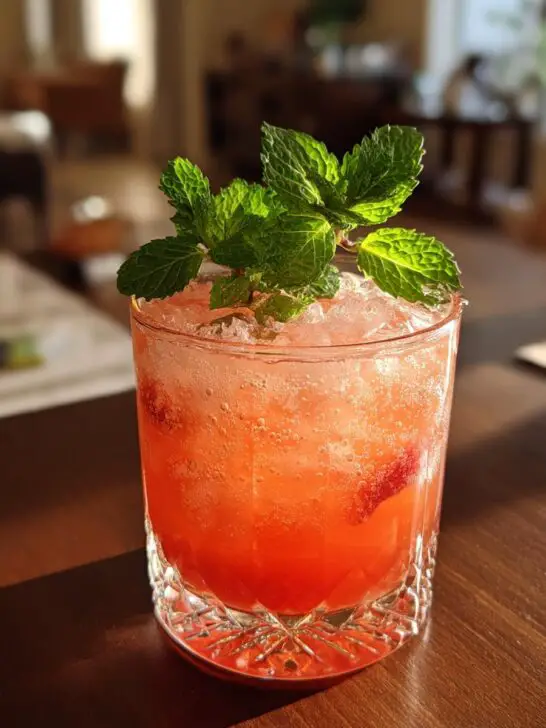 Strawberry Bourbon Smash with Lemon and Mint