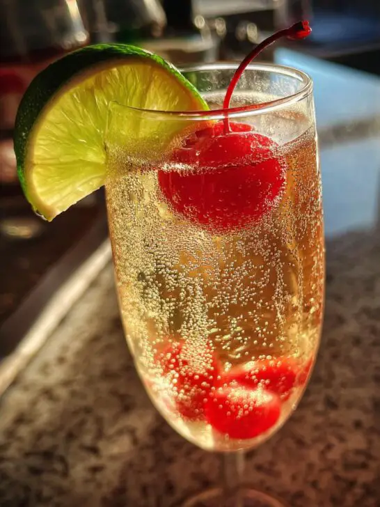 New Year’s Eve Cherry Lime Champagne Cooler