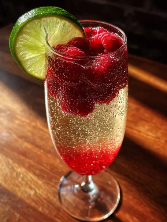 New Year’s Eve Lime Raspberry Bellini