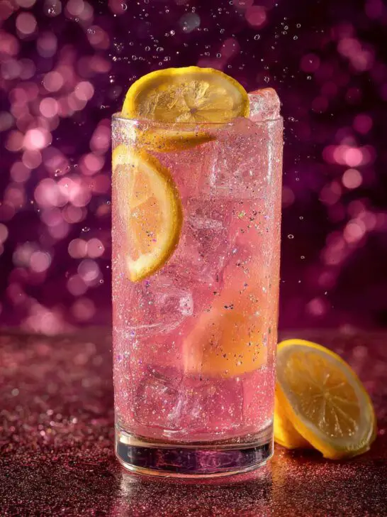 New Year’s Eve Pink Lemonade Glitter Mocktail