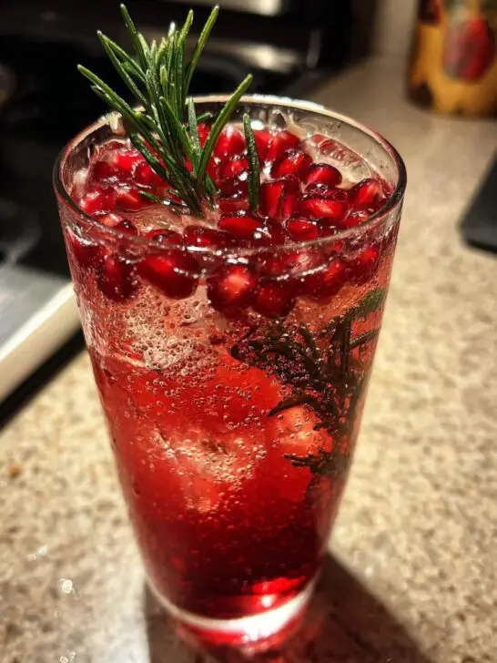 New Year’s Eve Pomegranate Rosemary Spritzer