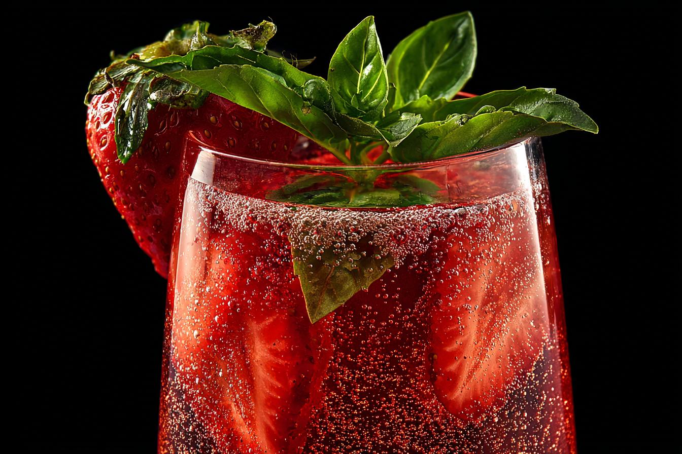 New Year’s Eve Strawberry Basil Bubbly - detail 2