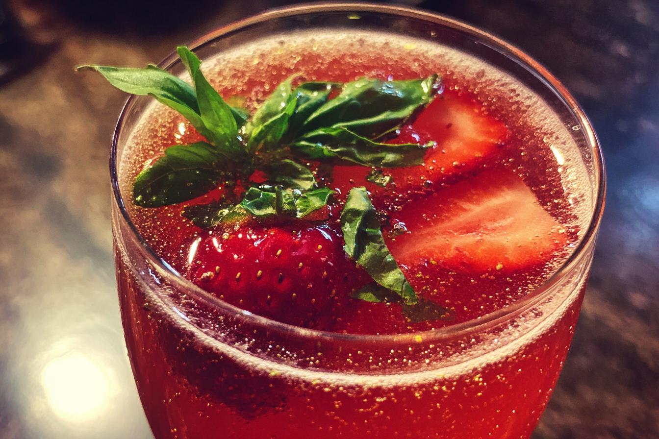 New Year’s Eve Strawberry Basil Bubbly - detail 3