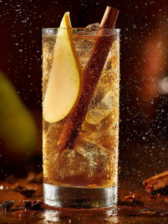 Thanksgiving Spiced Pear & Bourbon Fizz