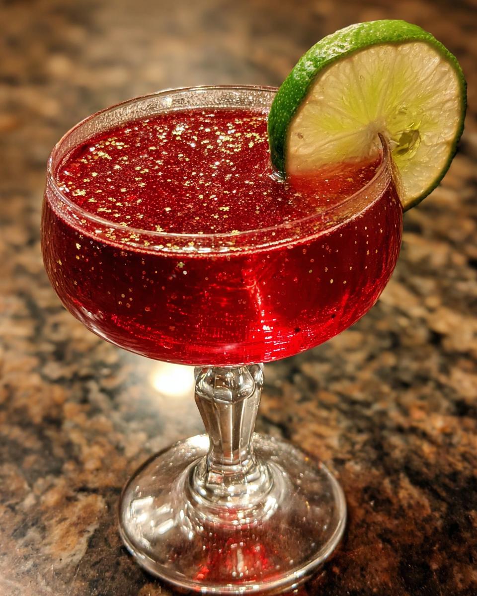 Crimson Velvet Sparkle Cocktail - detail 1