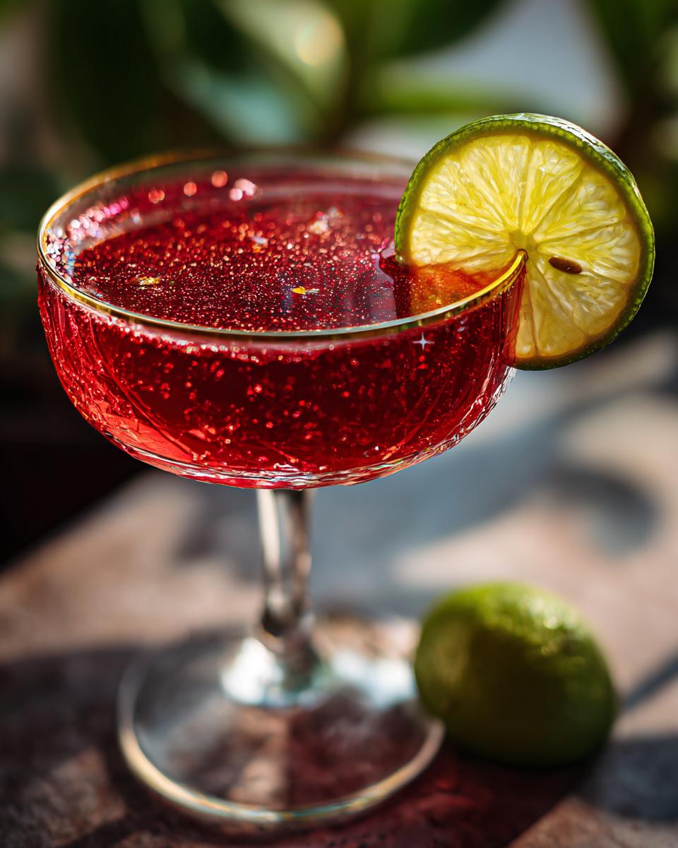Crimson Velvet Sparkle Cocktail - detail 2