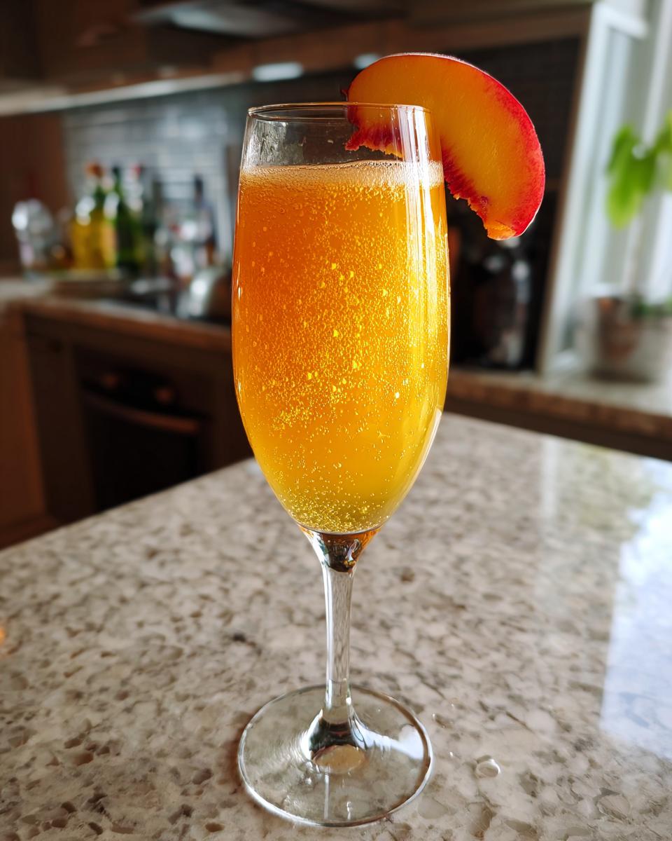 Golden Peach Bellini Cocktail - detail 1