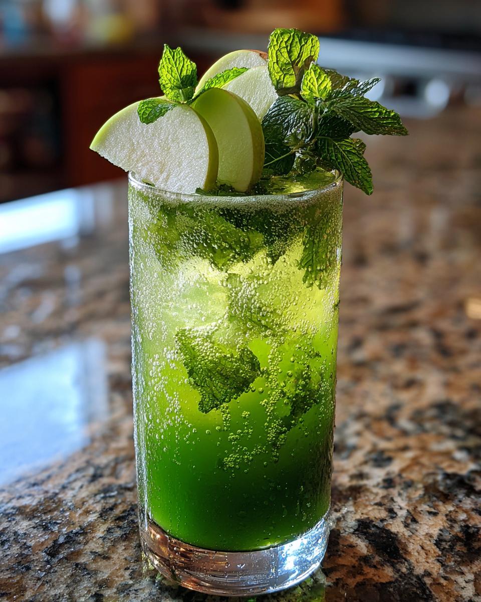 St. Patrick’s Green Apple Fizz Mocktail - detail 1
