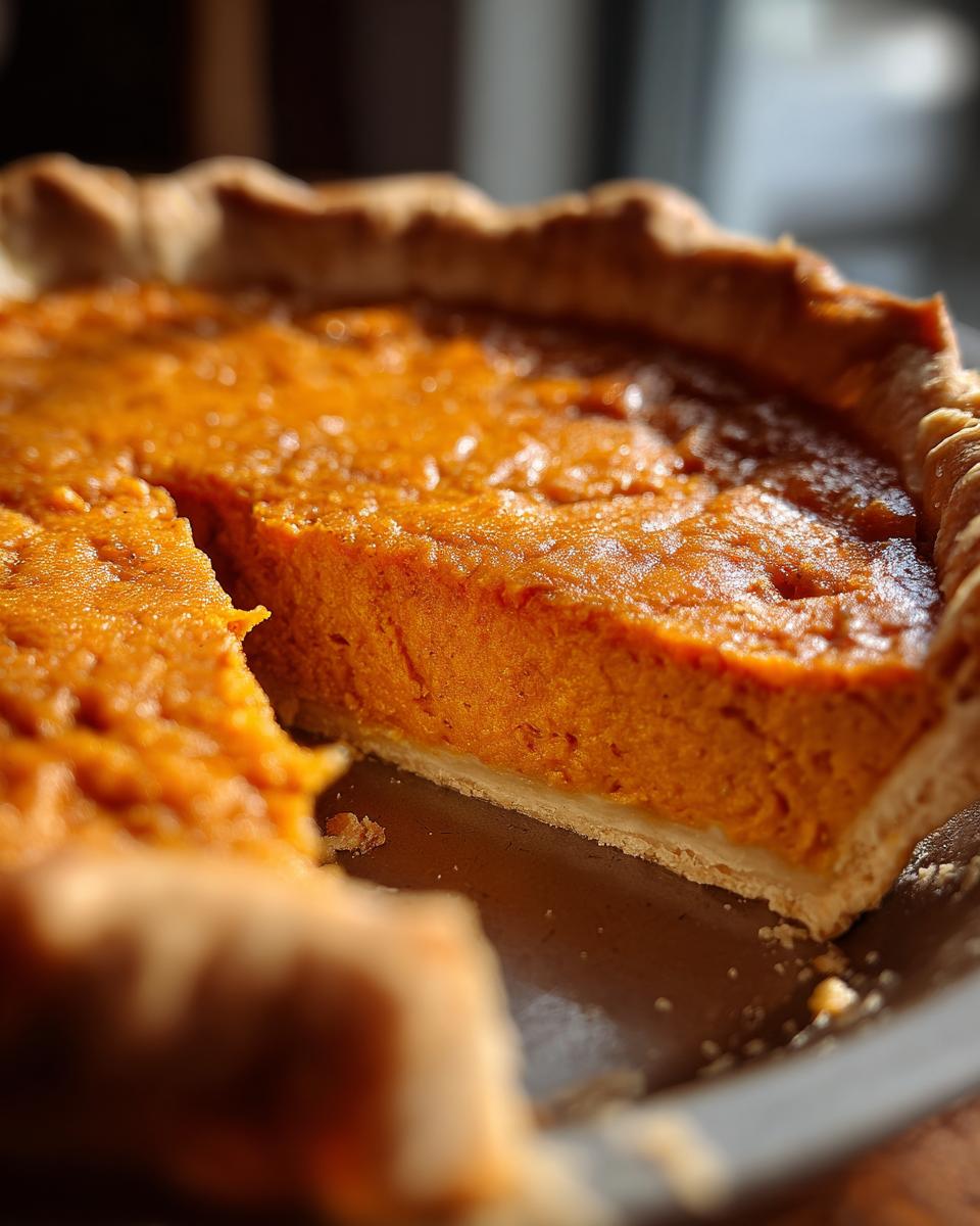 A slice of the Best Vegan Sweet Potato Pie, showcasing its rich orange filling and flaky crust.