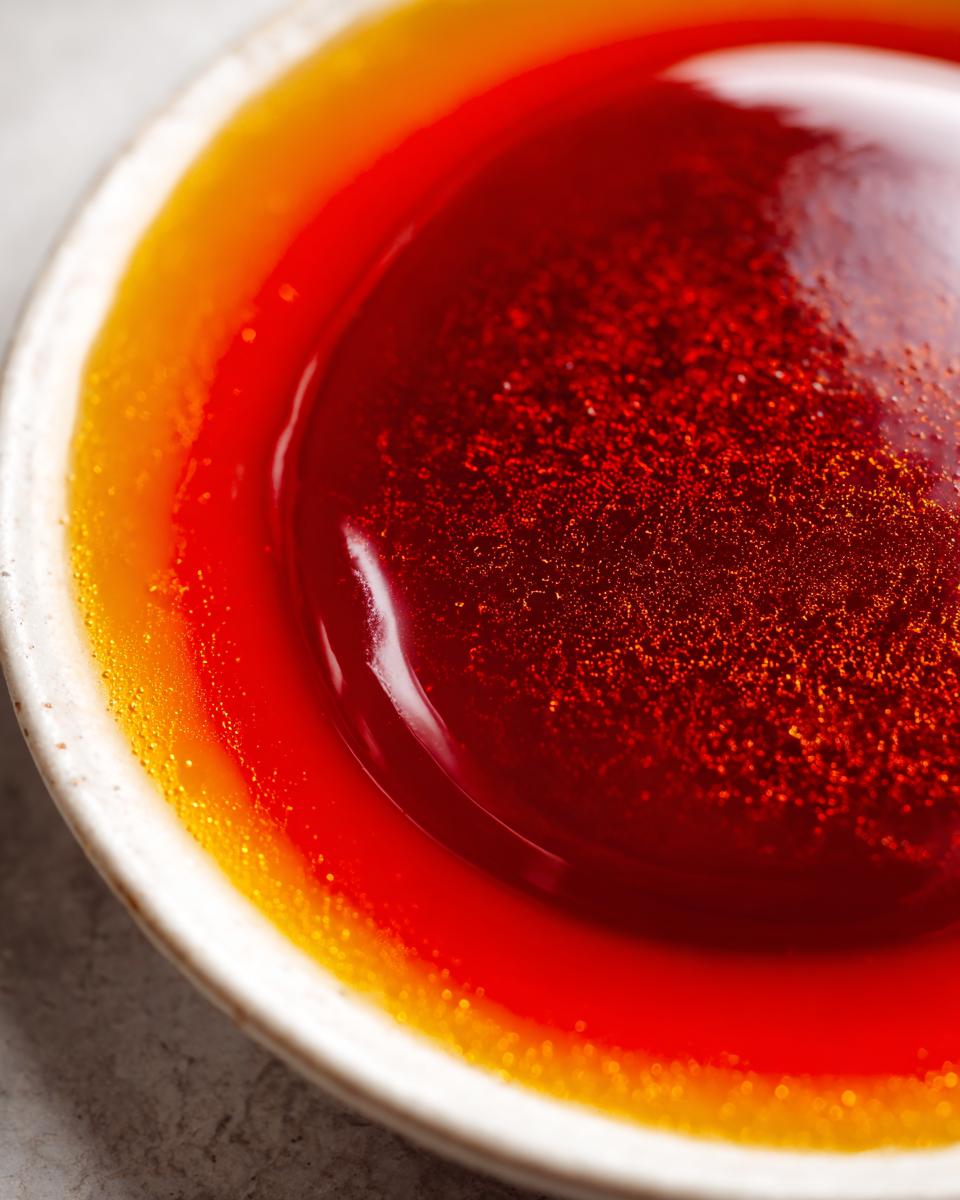 Close-up of a bowl filled with Irresistible Sweet And Sour Sauce, showing its rich red color and glossy texture.