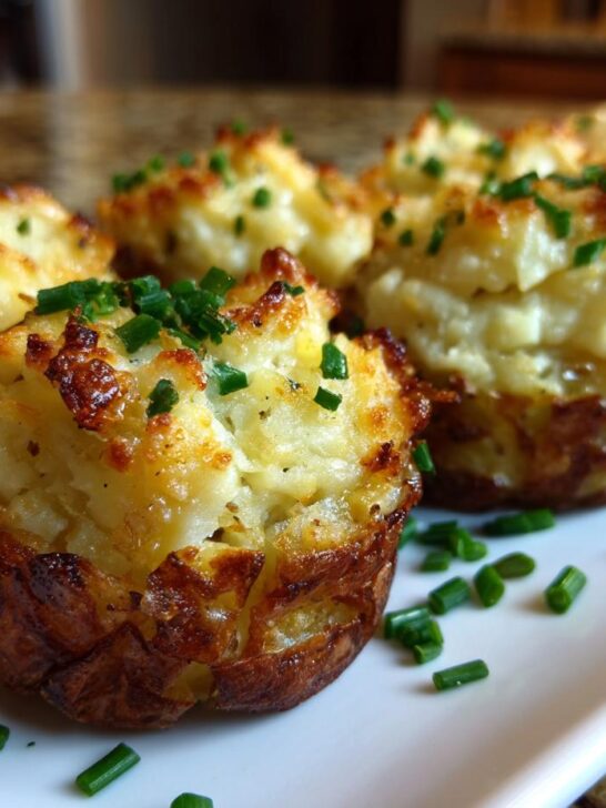 Close-up of Irresistible Twice Baked Potato Bites topped with chives, perfect for game night.