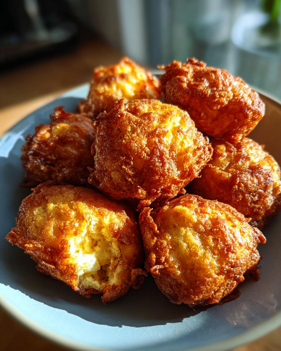 Golden brown, crispy Irresistible Texas Roadhouse Rattlesnake Bites piled on a blue plate.