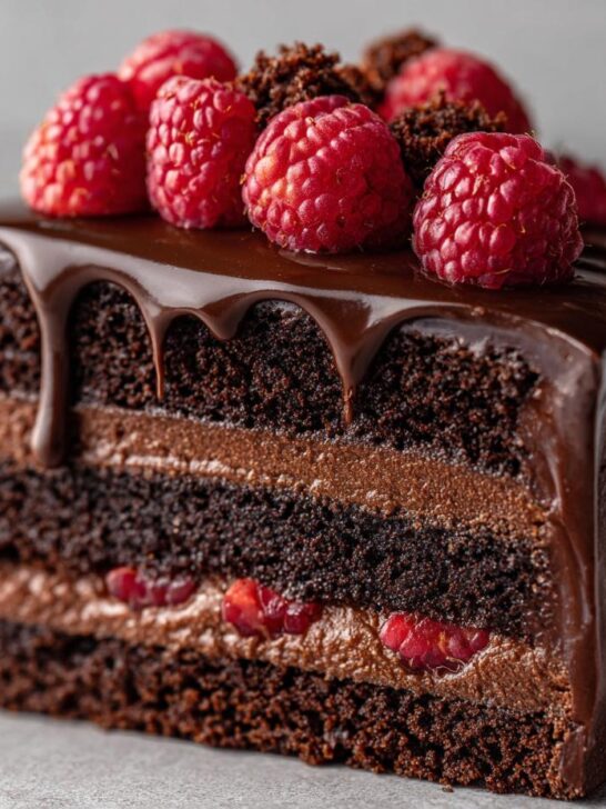 Chocolate Cake With Chocolate Ganache And Raspberries Recipe - Featured