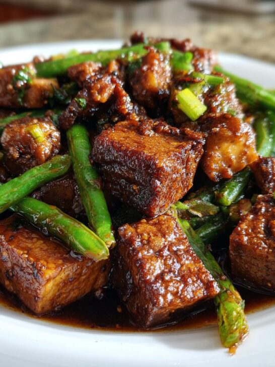 Pork With Dry Pressed Tofu And Green Beans Recipe - Featured