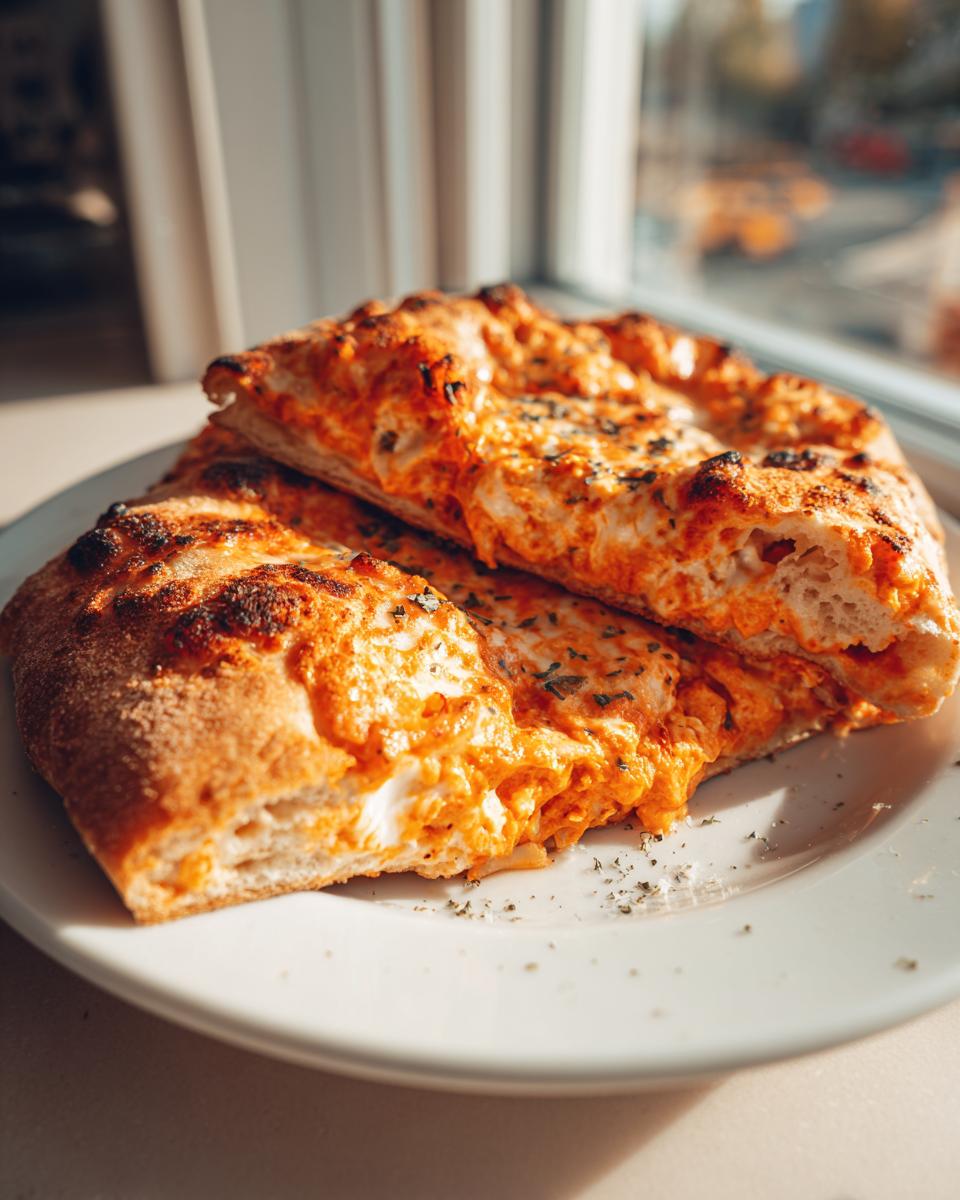 Two slices of Best Homemade Vodka Pizza with charred crust and melted mozzarella cheese on a white plate.