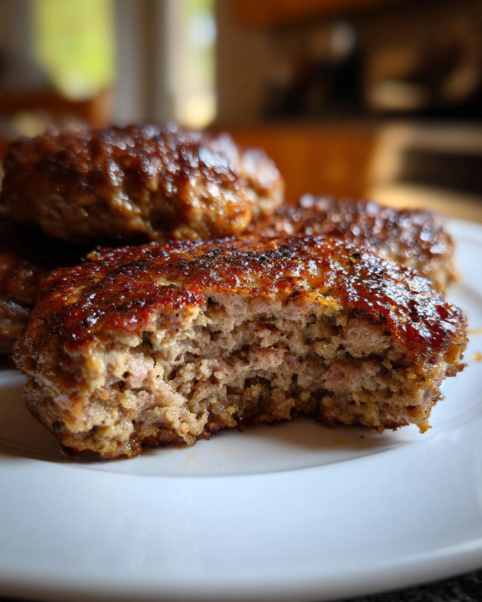 Close-up of a juicy Air Fryer Turkey Burger cut in half, showing the moist interior texture.