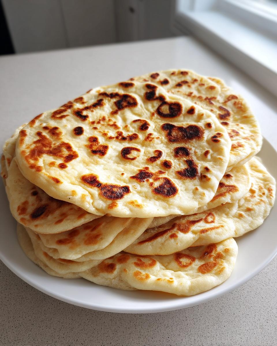 A stack of freshly cooked, soft flatbreads showing golden brown spots, perfect for The Only Bread Which You Can Eat.