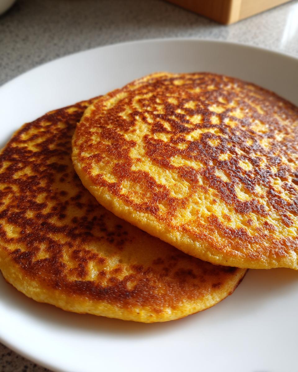 Close-up of two golden-brown, slightly charred High Protein Red Lentil Flatbreads stacked on a white plate.